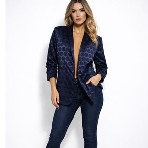 Christopher & Banks Women’s Dark Blue Polka Dot Blazer